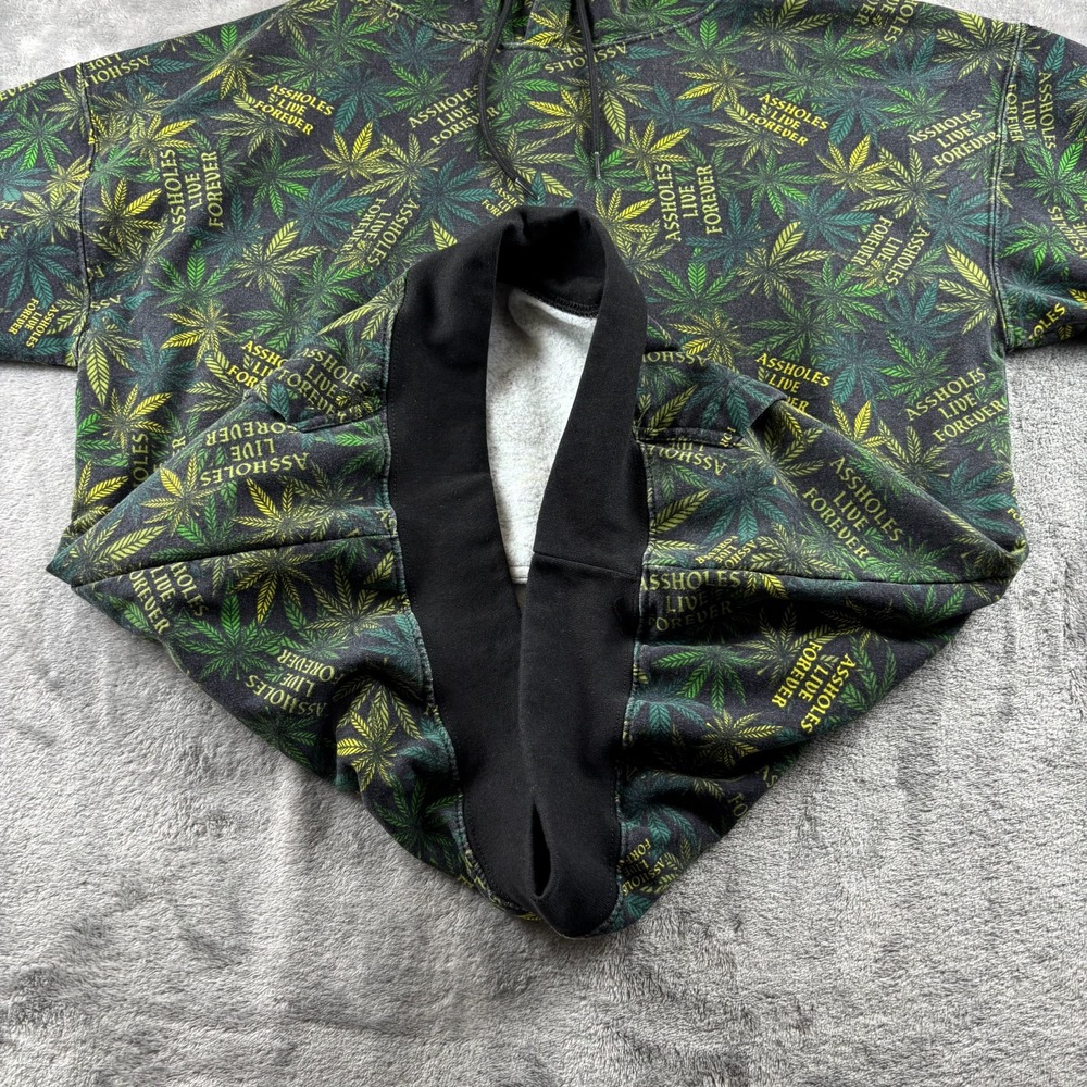 AOP A**holes Live Forever Hoodie Men Large Weed Leaf Marijuana Cotton Skate Surf - Picture 3 of 8